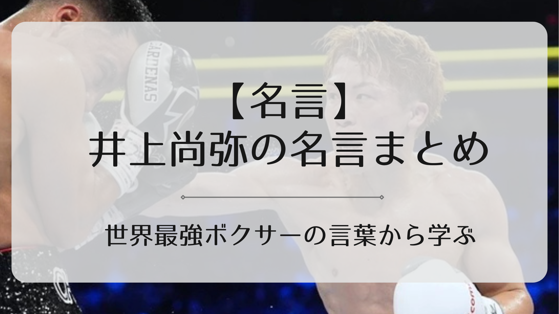 ボクシング井上尚弥の名言
